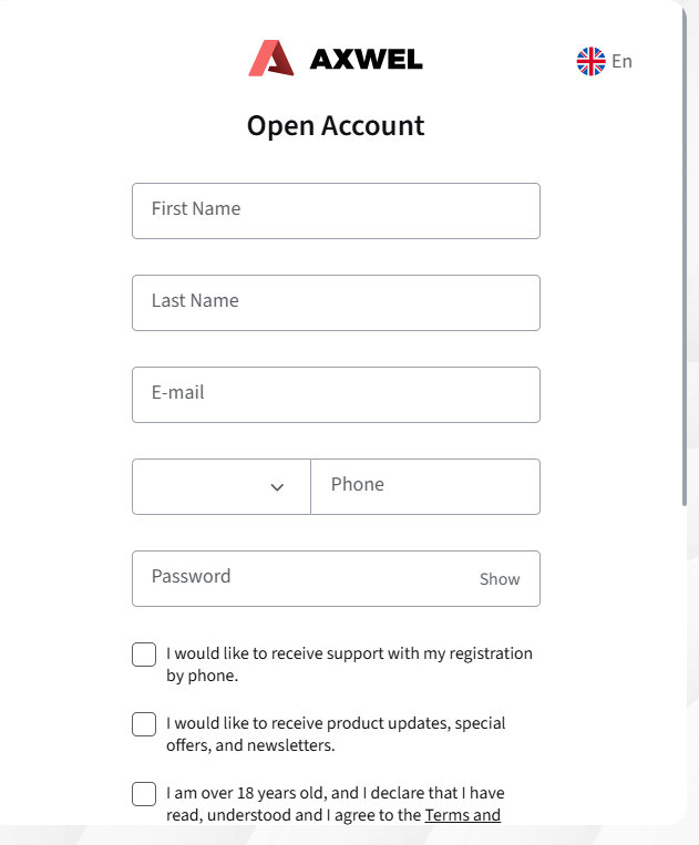 Axwel - registration process